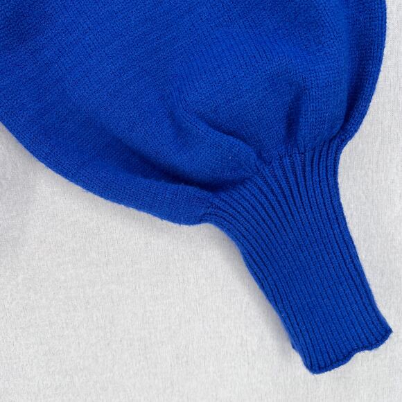 FARM RIO Floral Knit Sweater Women Medium Red White Blue Crew Balloon Colorblock - Picture 15 of 16